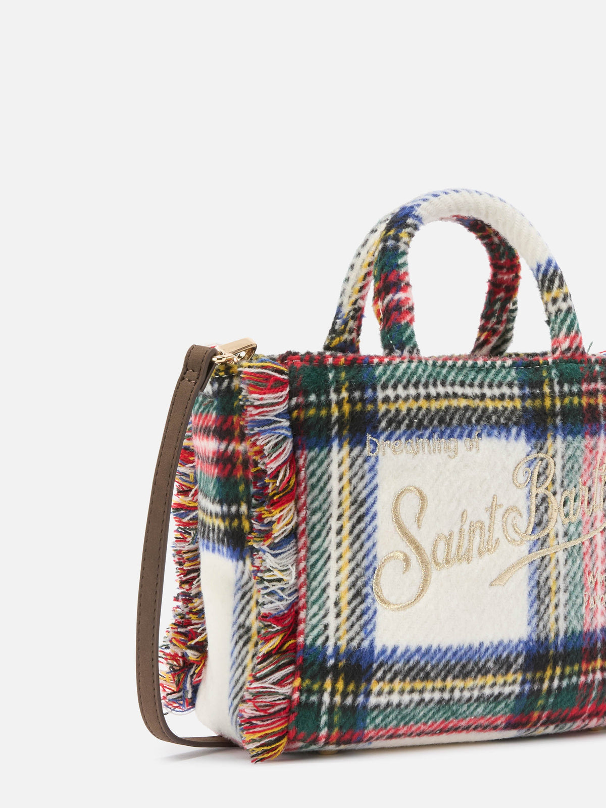 Mini sac Vanity Wool MC2 Saint Barth — Tartan blanc cassé — vue 3
