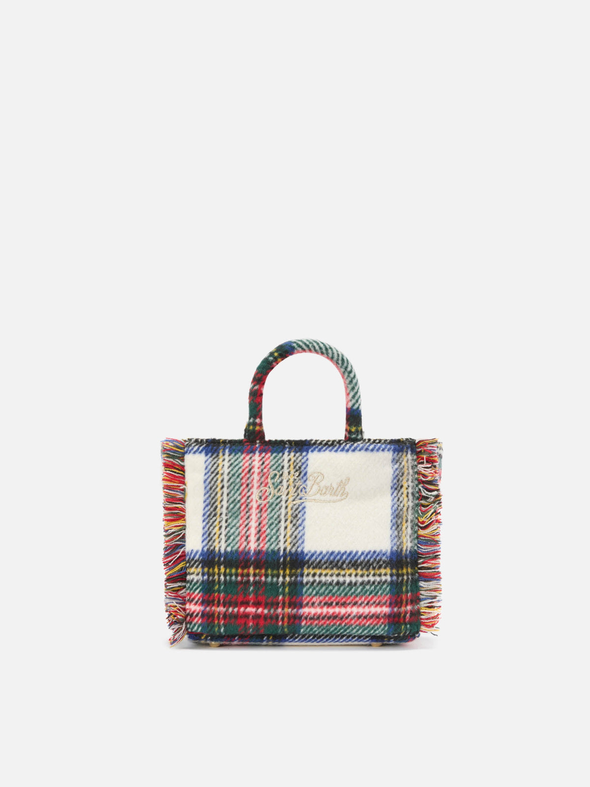 Mini sac Vanity Wool MC2 Saint Barth — Tartan blanc cassé — vue 4