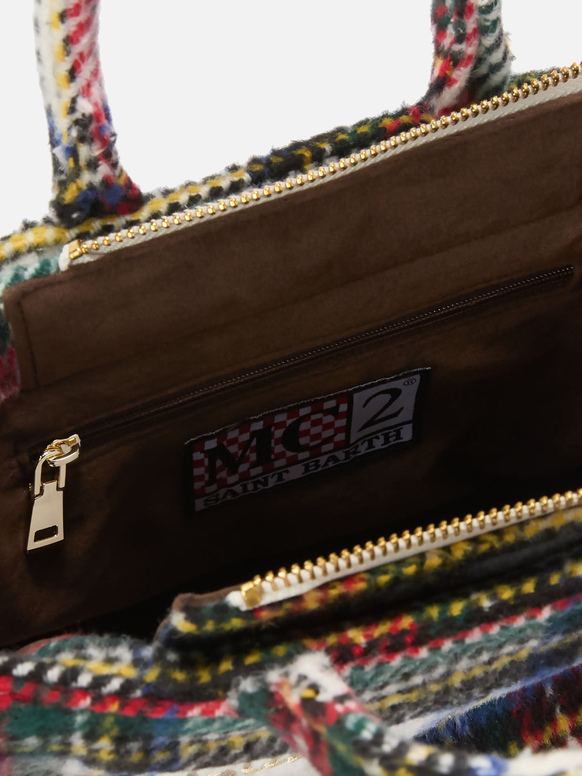 Mini sac Vanity Wool MC2 Saint Barth — Tartan blanc cassé — vue 5