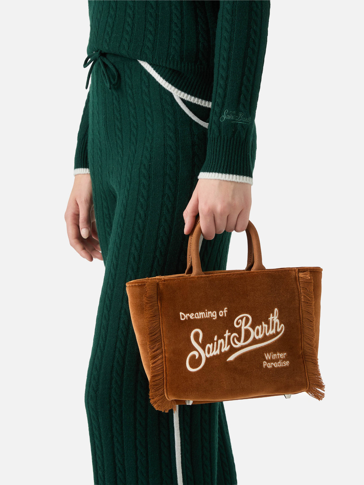 Mini borsa Vanity Velvet con frange MC2 Saint Barth — Marrone — vista 2