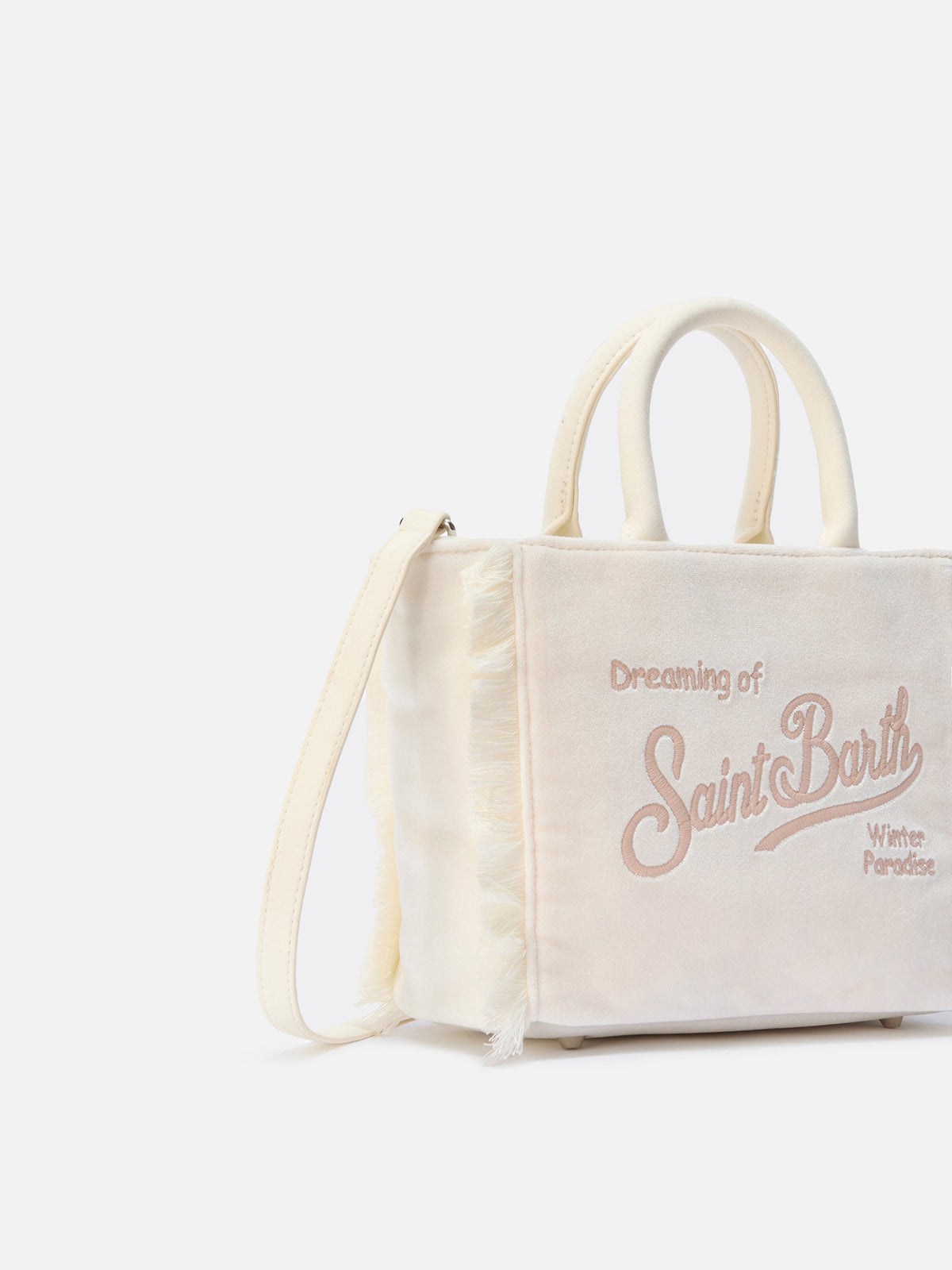 Mini borsa Vanity Velvet con frange MC2 Saint Barth — Panna — vista 4