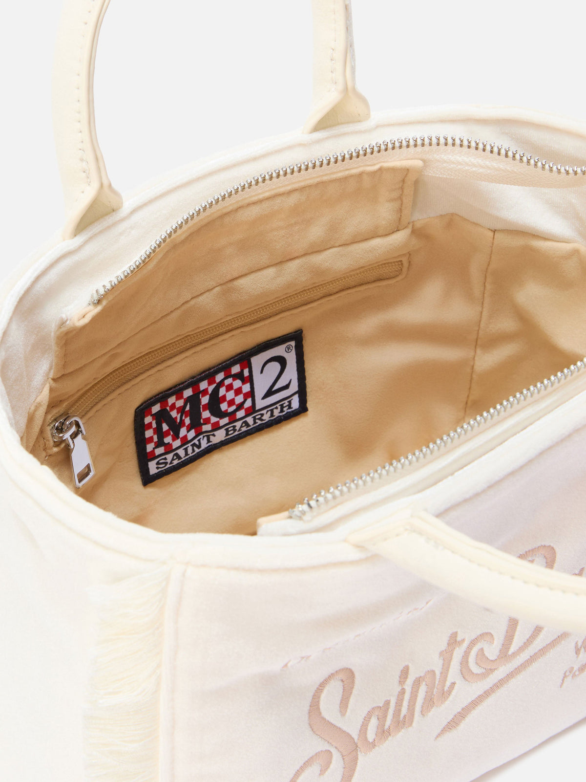 Mini borsa Vanity Velvet con frange MC2 Saint Barth — Panna — vista 5