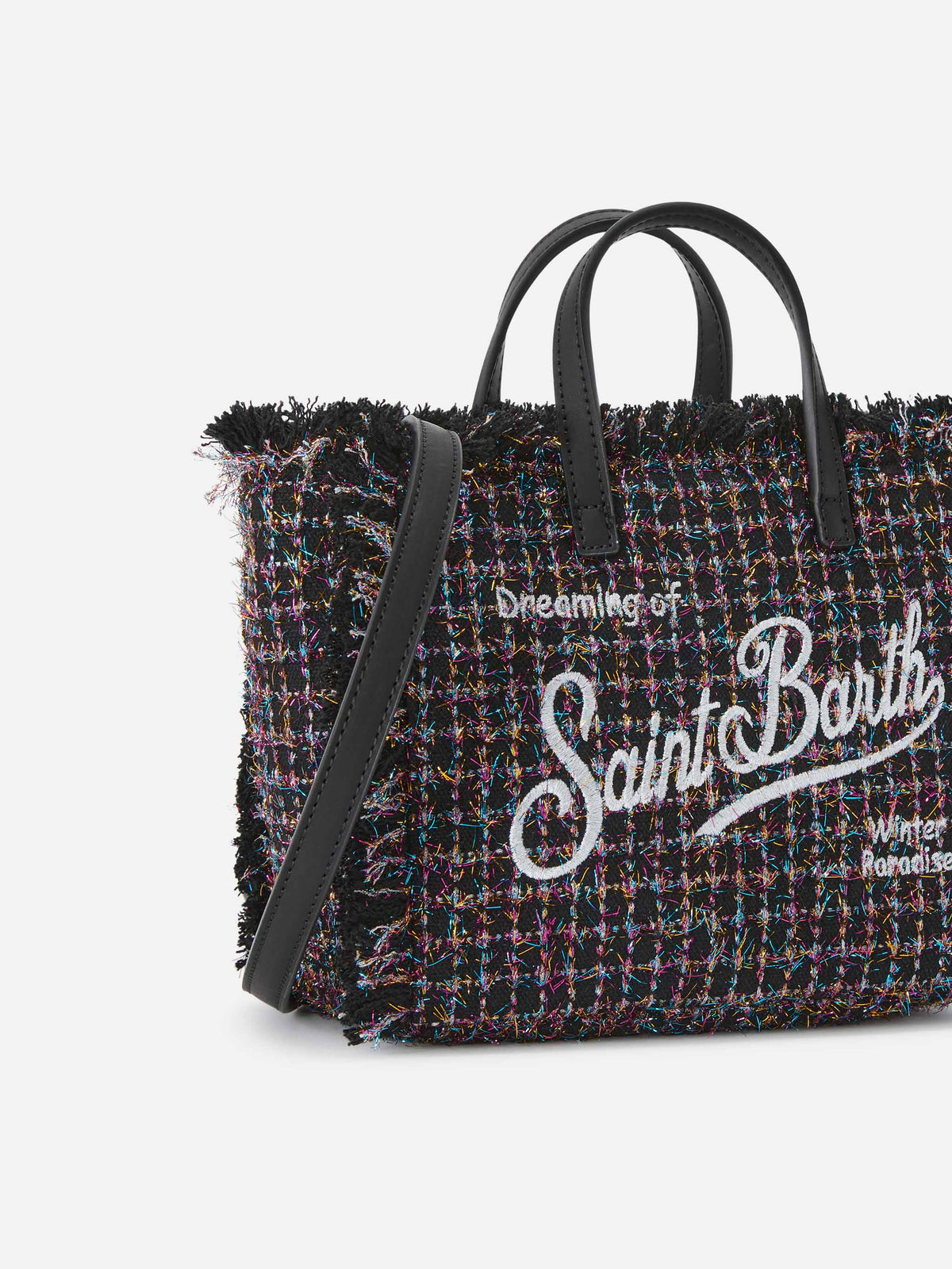 Mini sac Vanity en tweed brodé MC2 Saint Barth — Noir brillant — vue 3