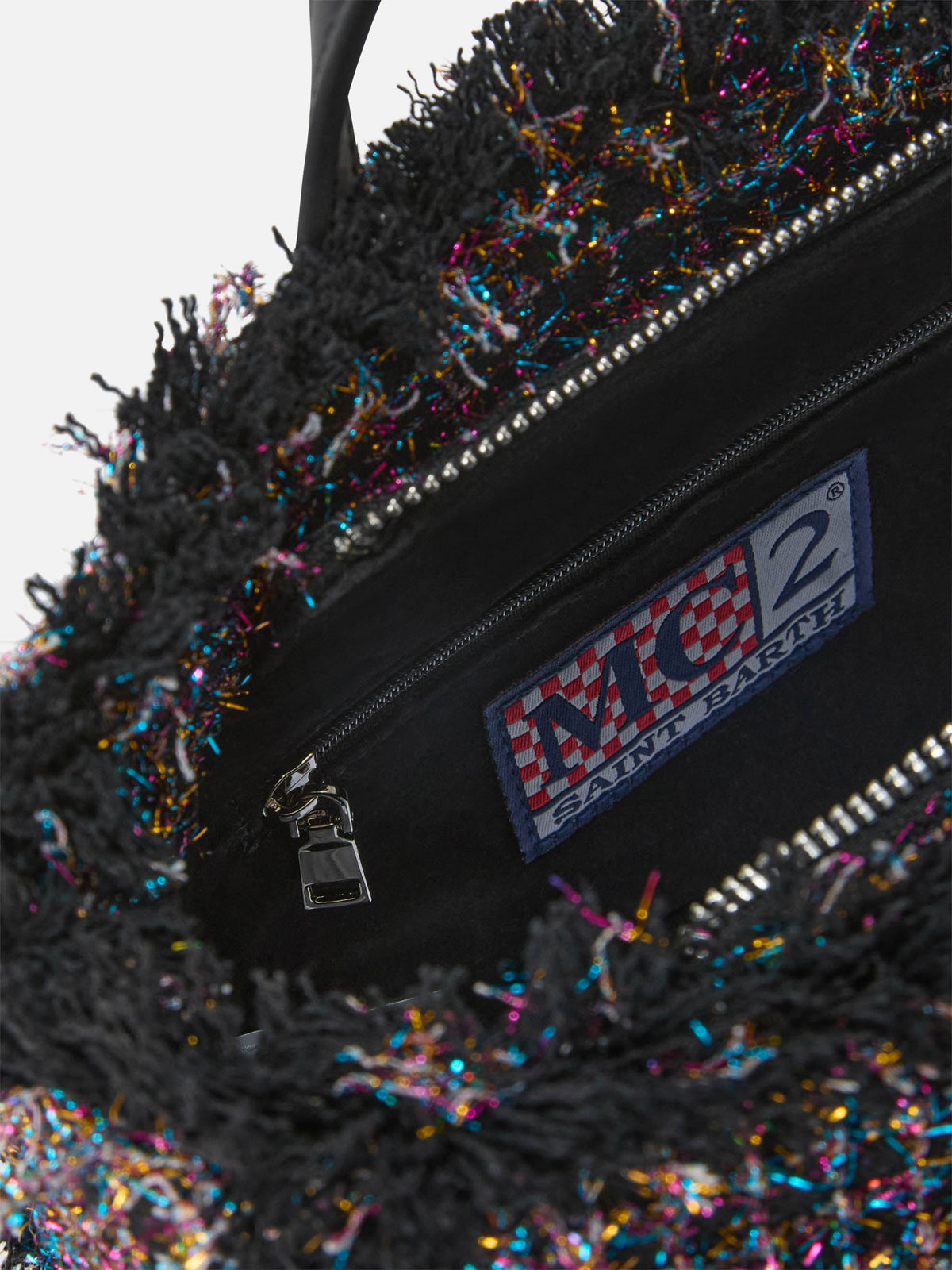 Mini sac Vanity en tweed brodé MC2 Saint Barth — Noir brillant — vue 5