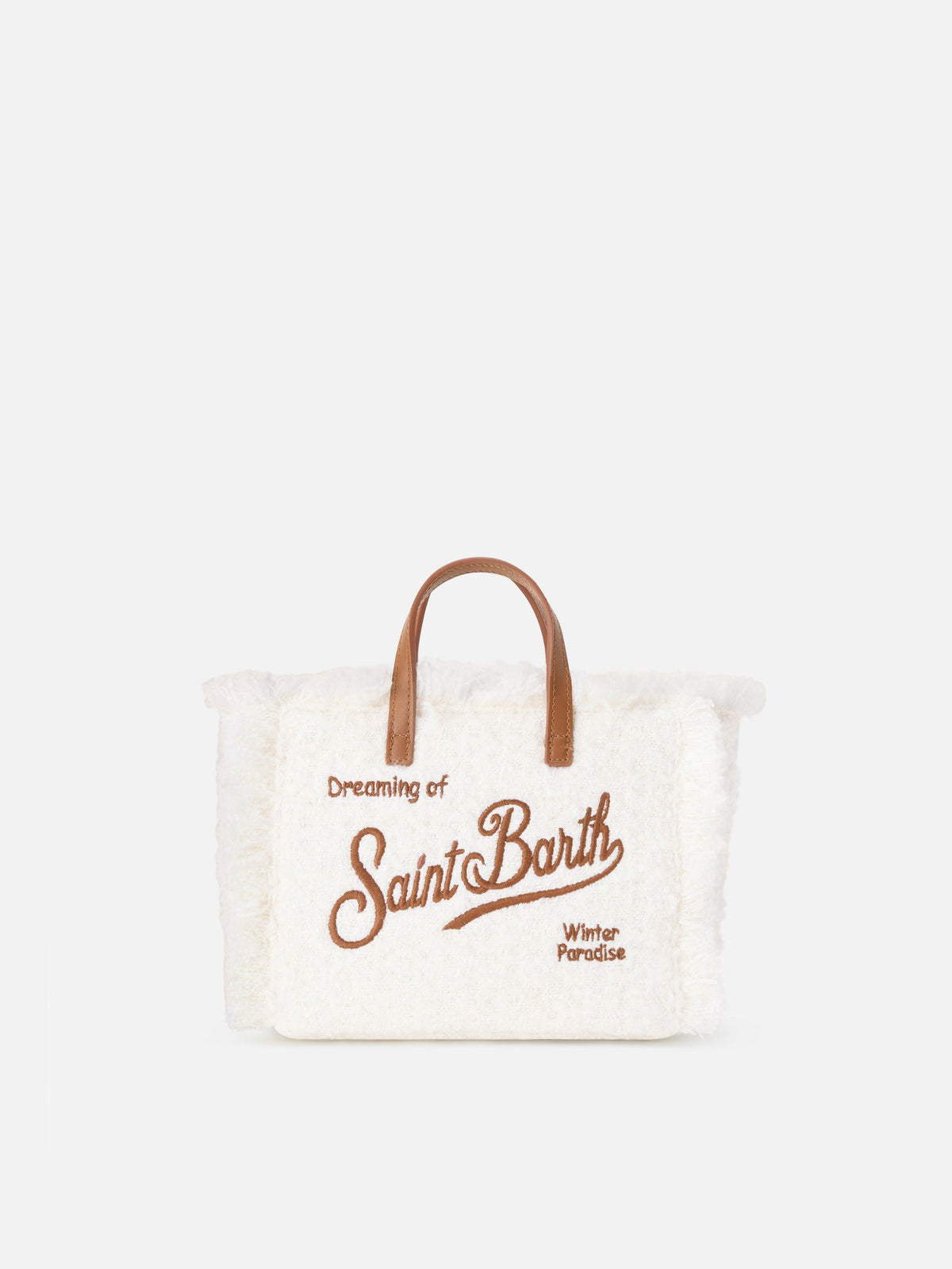 Mini borsa Vanity in tweed ricamato MC2 Saint Barth — Panna