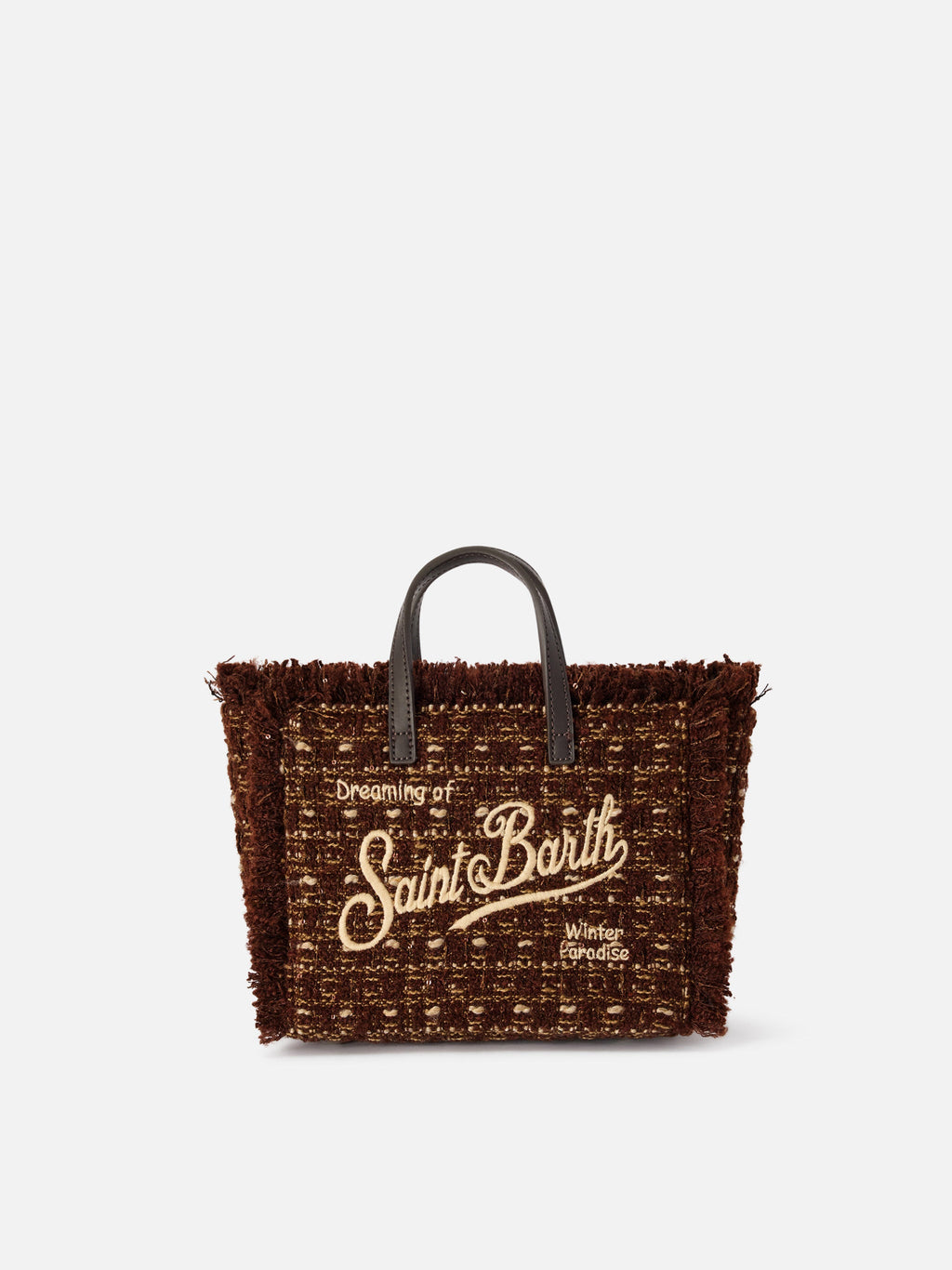 Mini borsa Vanity in tweed ricamato MC2 Saint Barth — Marrone