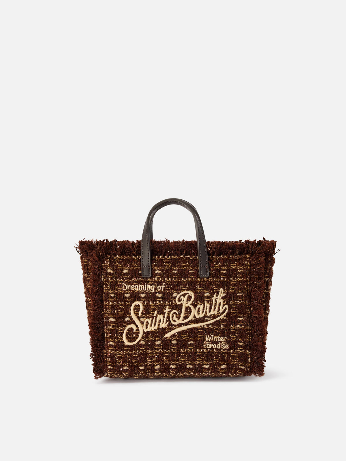 Mini borsa Vanity in tweed ricamato MC2 Saint Barth — Marrone