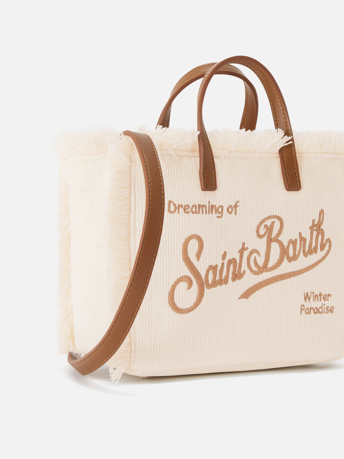 Mini borsa Vanity in velluto a coste ricamato MC2 Saint Barth — Panna — vista 3