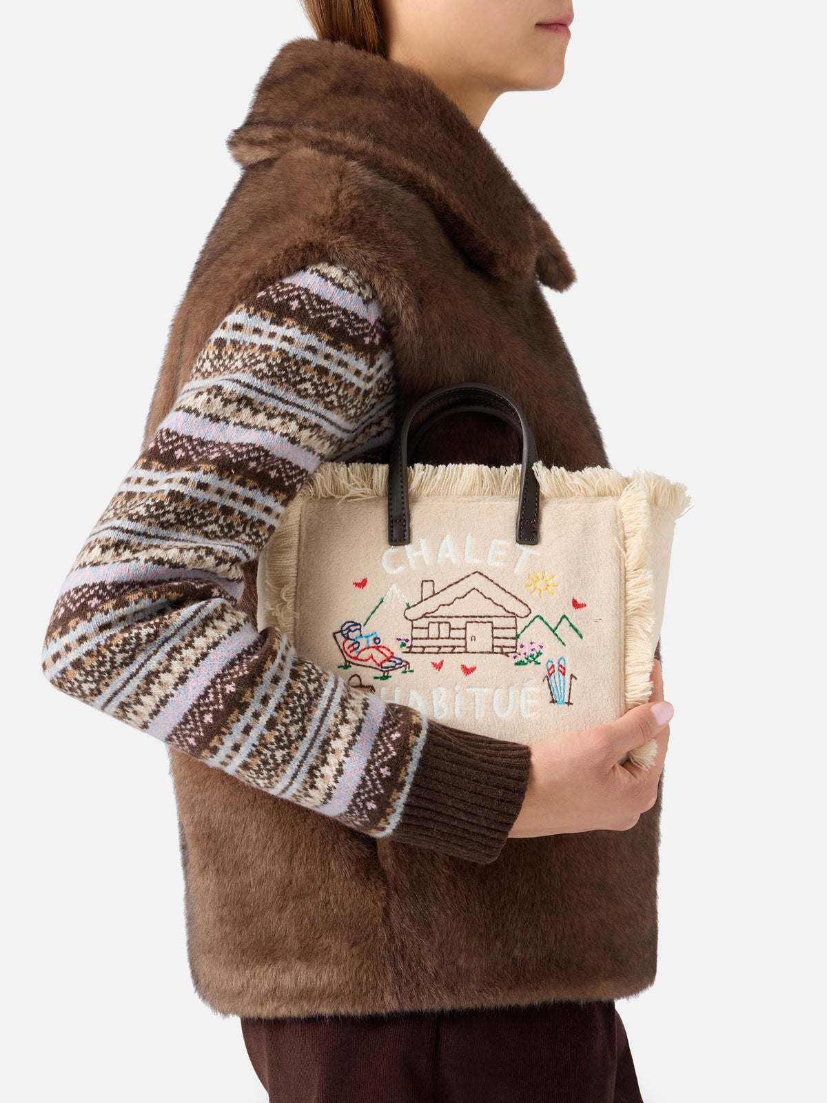 MC2 Saint Barth felt Vanity mini bag — Embroidered chalet — view 2