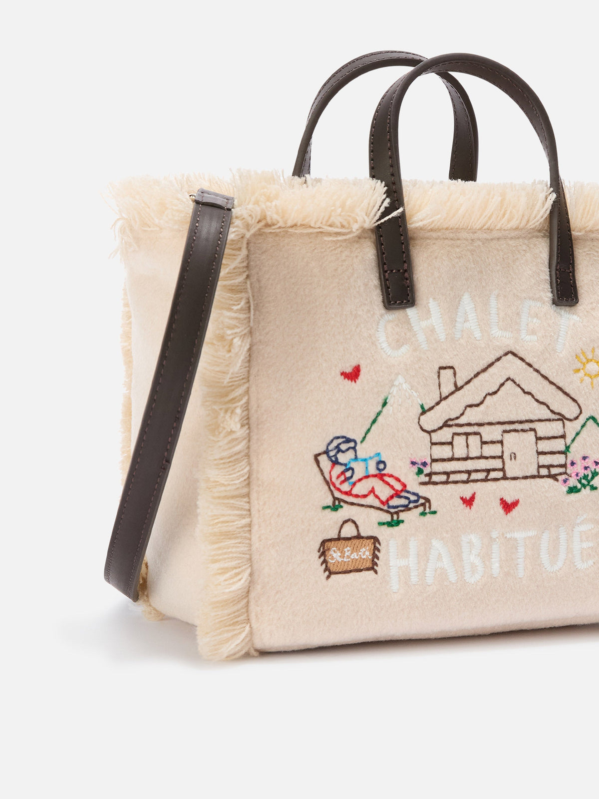 MC2 Saint Barth felt Vanity mini bag — Embroidered chalet — view 3