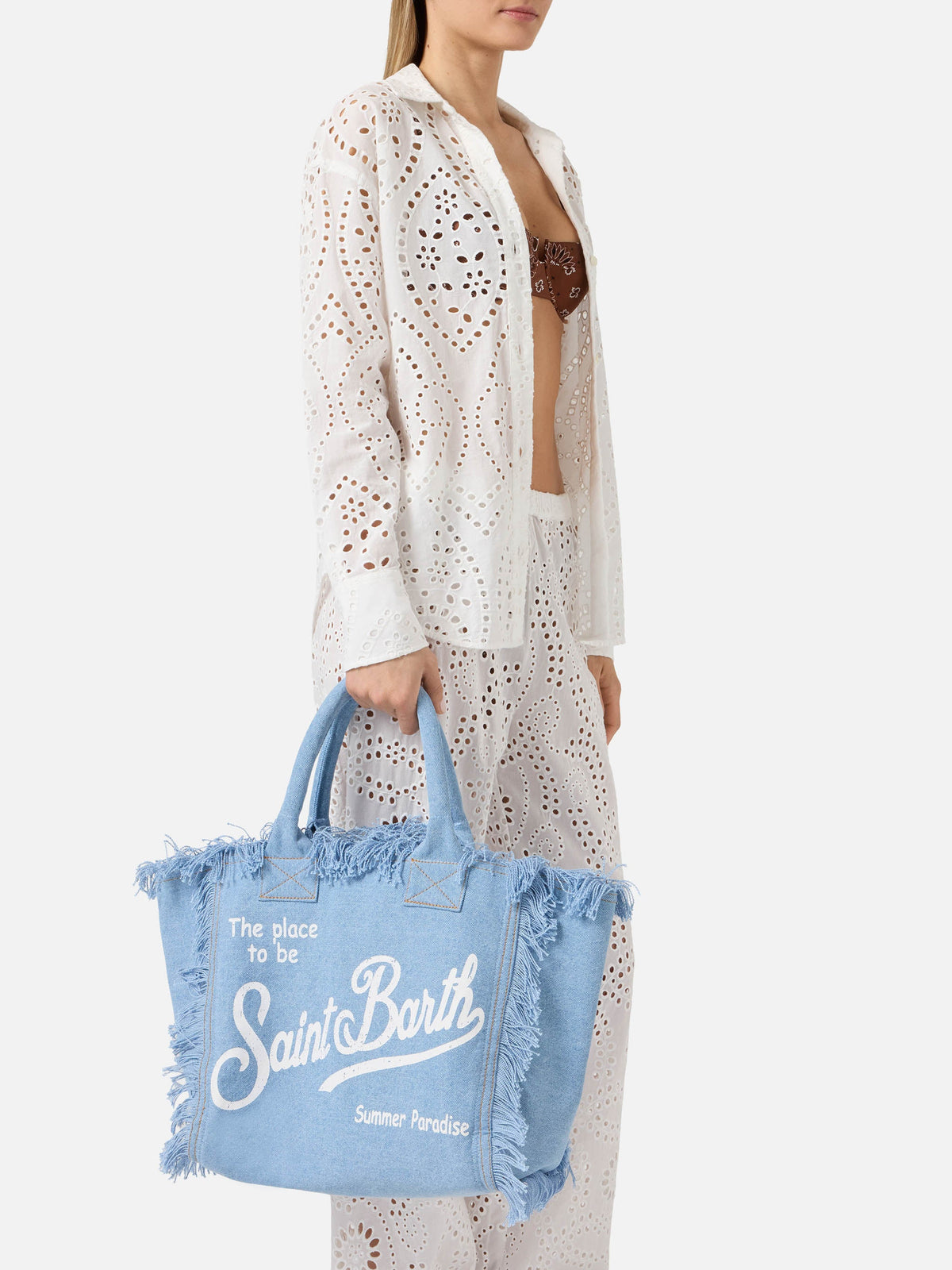 Sac Vanity regular en denim MC2 Saint Barth — Bleu clair — vue 2