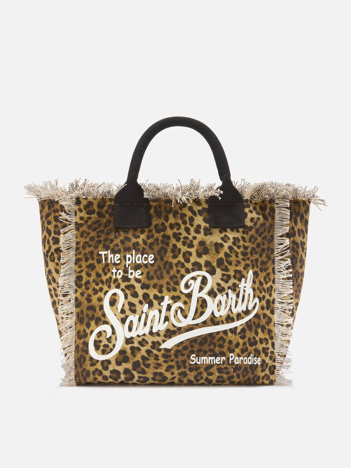 Borsa Vanity regular in canvas con frange MC2 Saint Barth — Leopardato