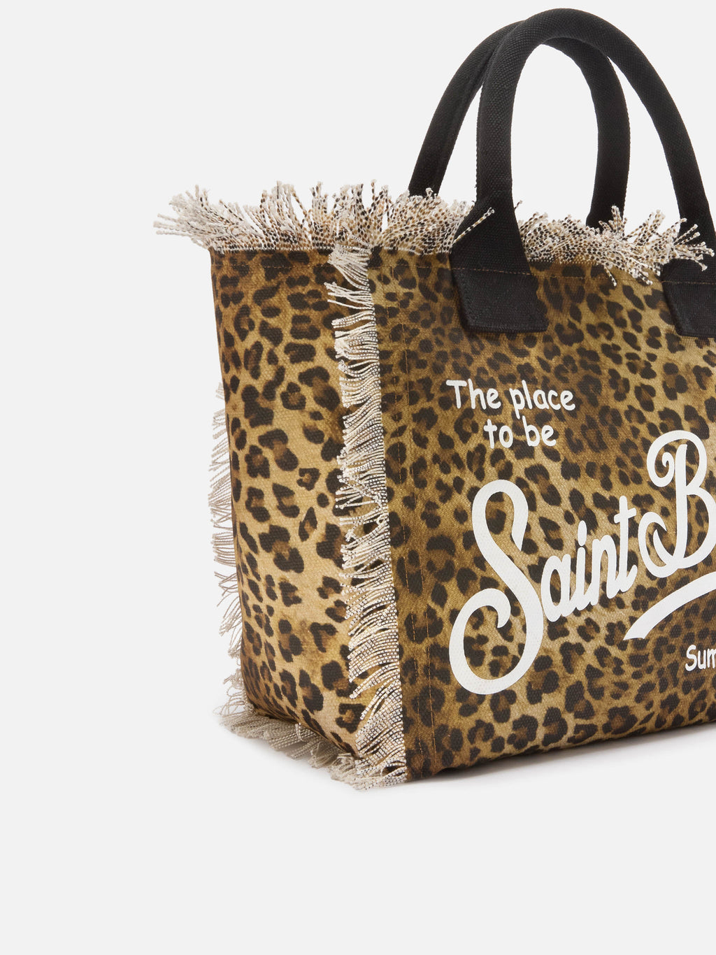 Borsa Vanity regular in canvas con frange MC2 Saint Barth — Leopardato — vista 3
