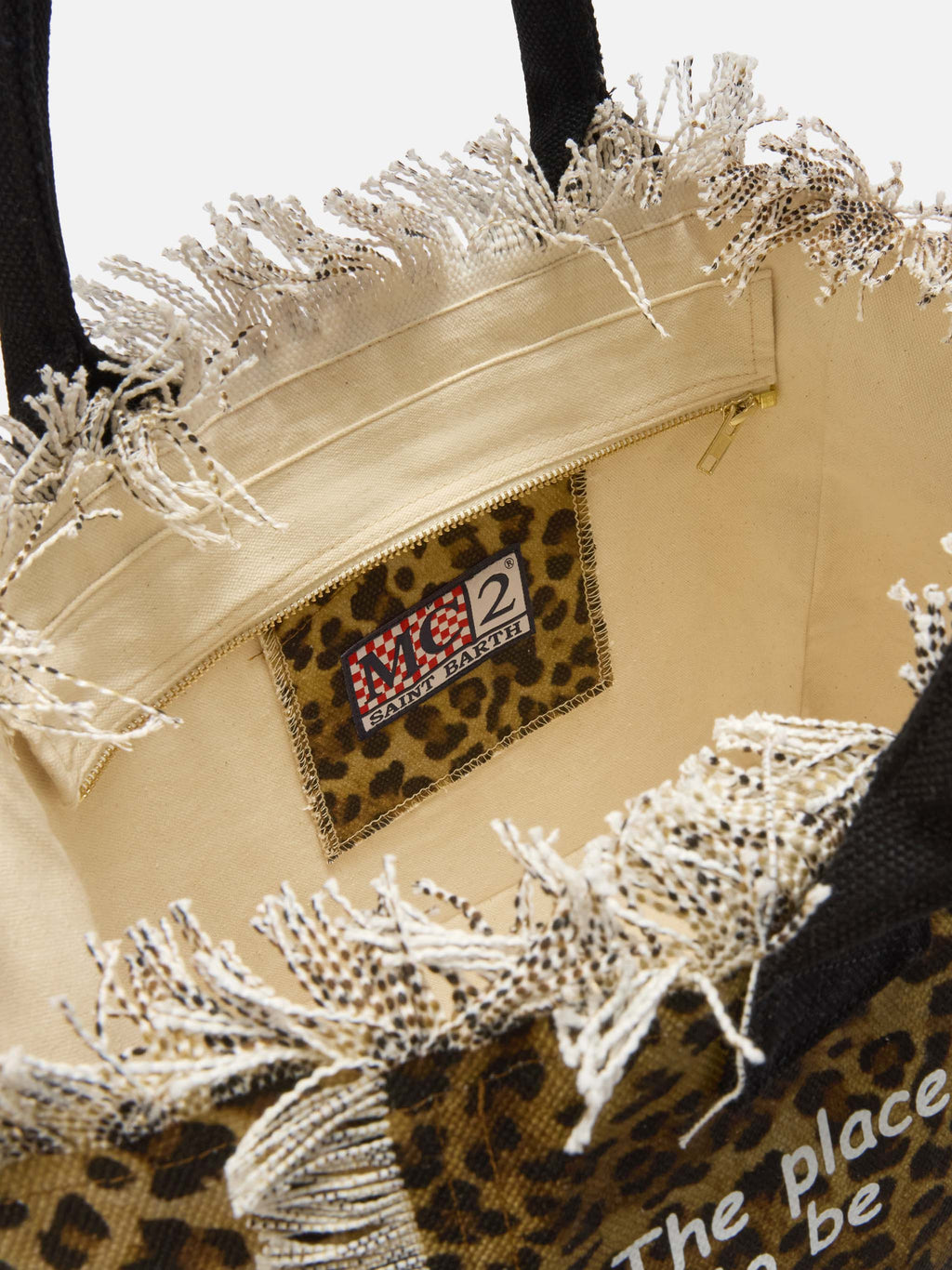 Borsa Vanity regular in canvas con frange MC2 Saint Barth — Leopardato — vista 4