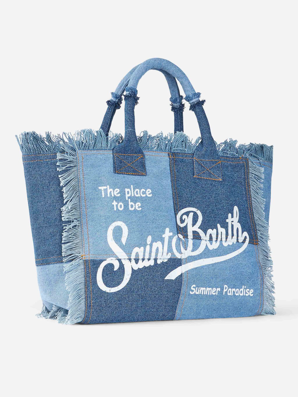 MC2 Saint Barth fringed denim patchwork Vanity tote bag — Patchwork — view 3