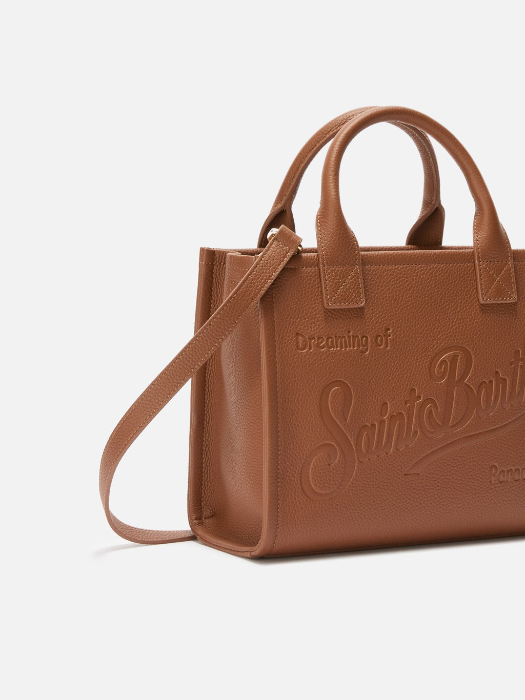 MC2 Saint Barth hammered leather Vanity Bag Midi — Camel — view 3