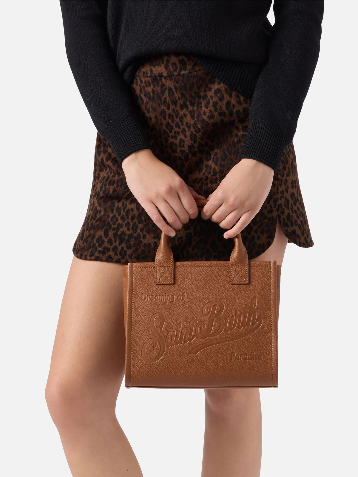 MC2 Saint Barth hammered leather Vanity Bag Midi — Camel — view 2