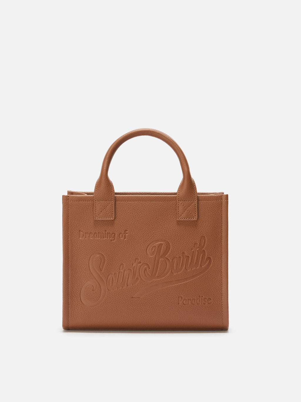 MC2 Saint Barth hammered leather Vanity Bag Midi — Camel