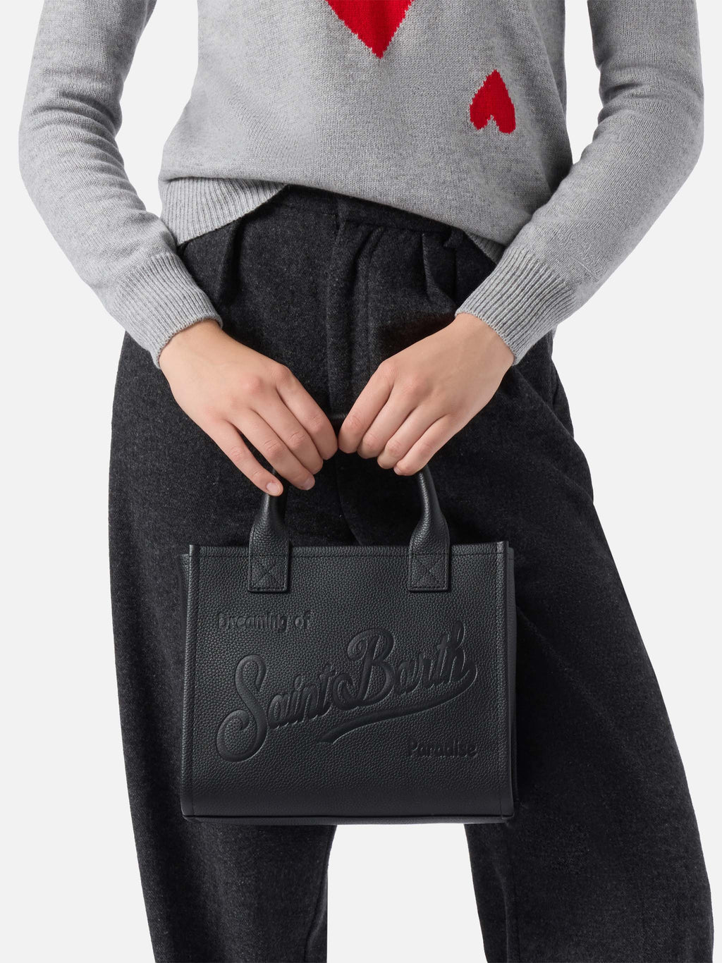 Vanity Bag Midi en cuir martelé MC2 Saint Barth — Noir — vue 2