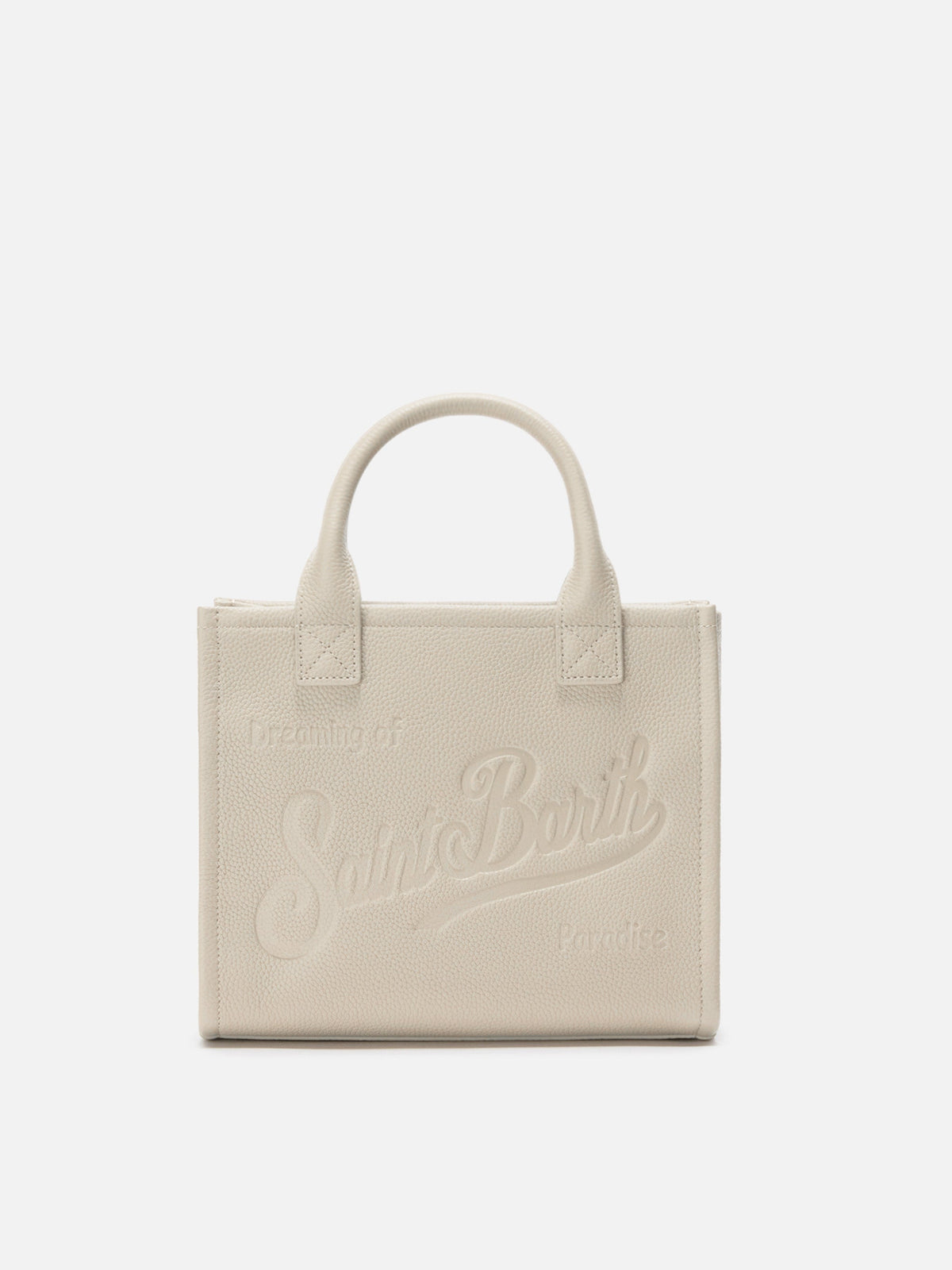 Vanity Bag Midi en cuir martelé MC2 Saint Barth — Blanc cassé