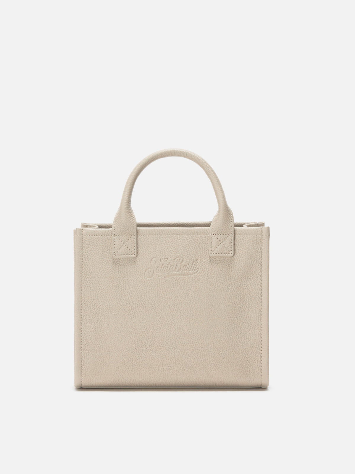 Vanity Bag Midi en cuir martelé MC2 Saint Barth — Blanc cassé — vue 3