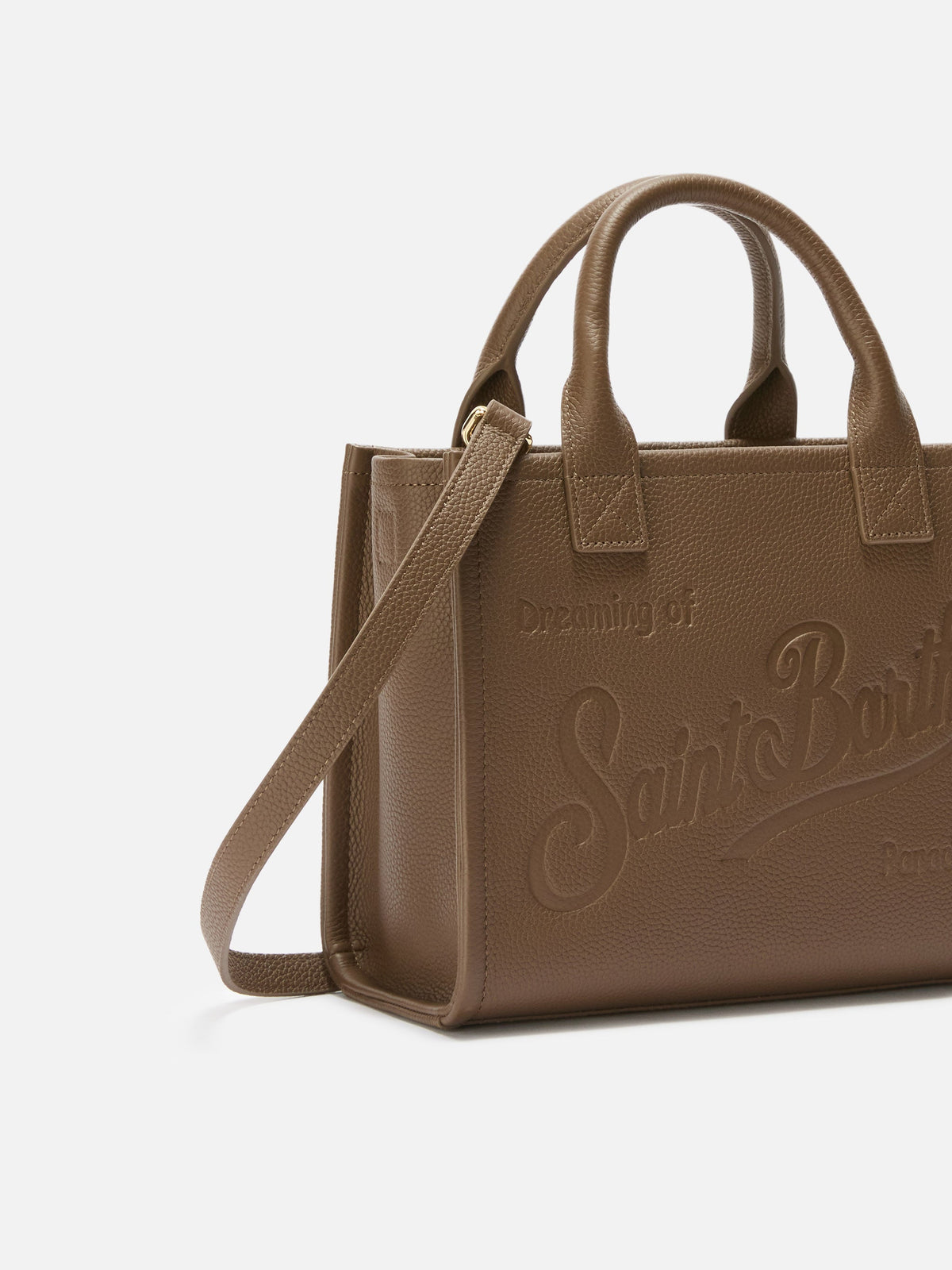 MC2 Saint Barth hammered leather Vanity Bag Midi — Brown — view 3