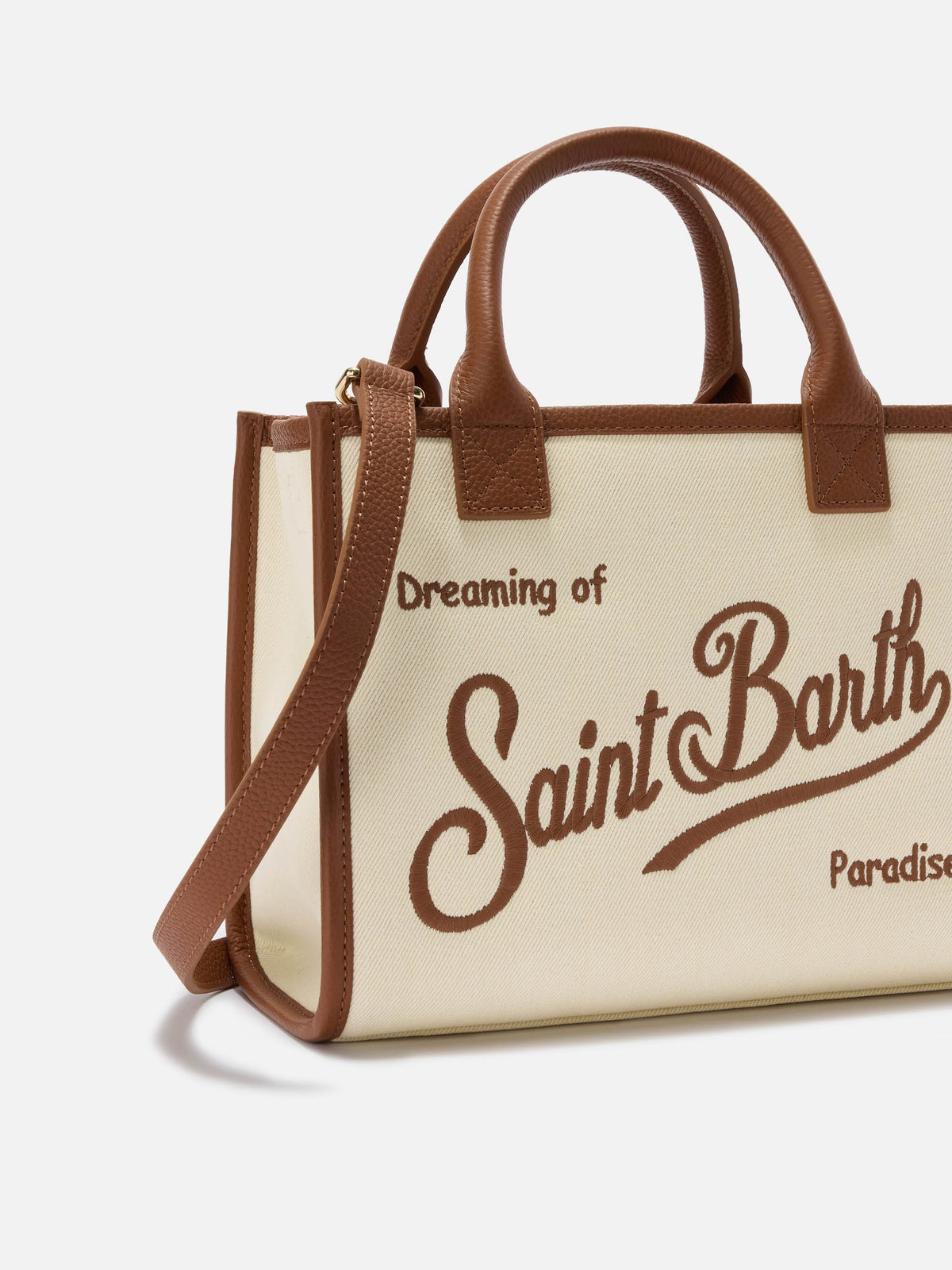 Sac Vanity Medium toile et cuir MC2 Saint Barth — Écru — vue 3