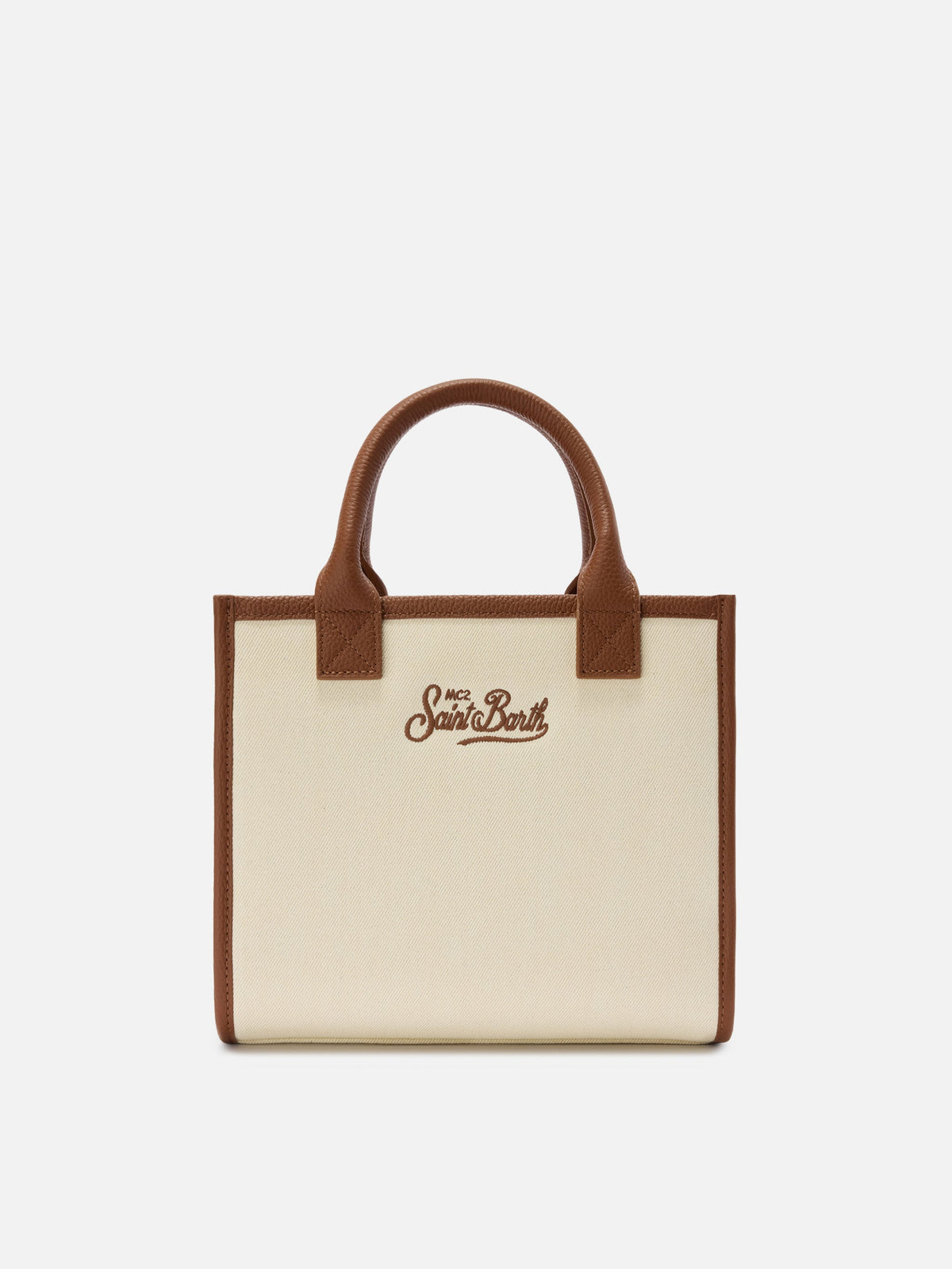 Sac Vanity Medium toile et cuir MC2 Saint Barth — Écru — vue 4