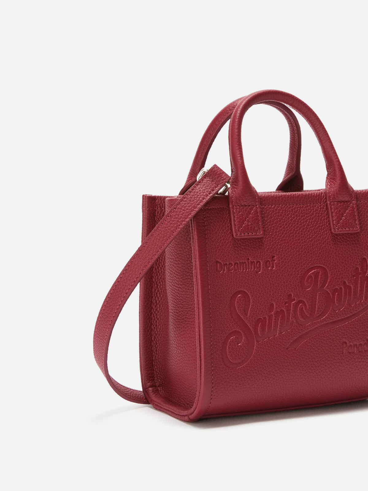 MC2 Saint Barth hammered leather Vanity Bag Mini — Burgundy — view 3