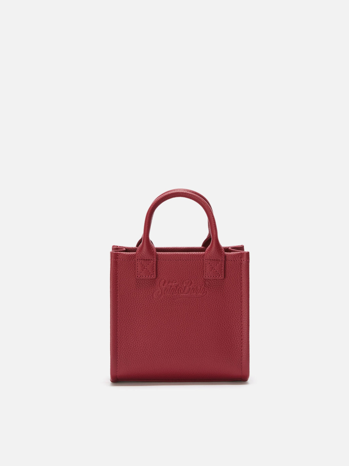 MC2 Saint Barth hammered leather Vanity Bag Mini — Burgundy — view 4