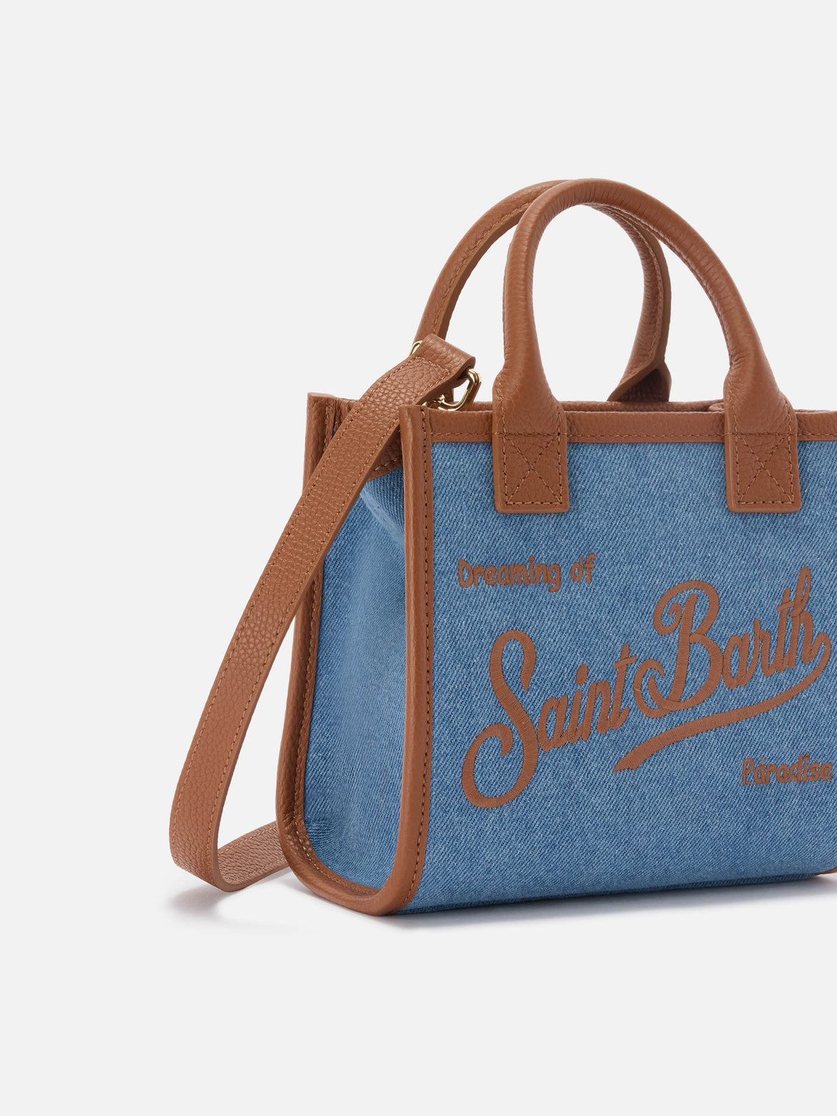 Mini sac Vanity denim et cuir MC2 Saint Barth — Bleu — vue 3