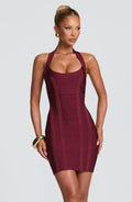 Robe courte Velvette Bandage — Rouge cerise