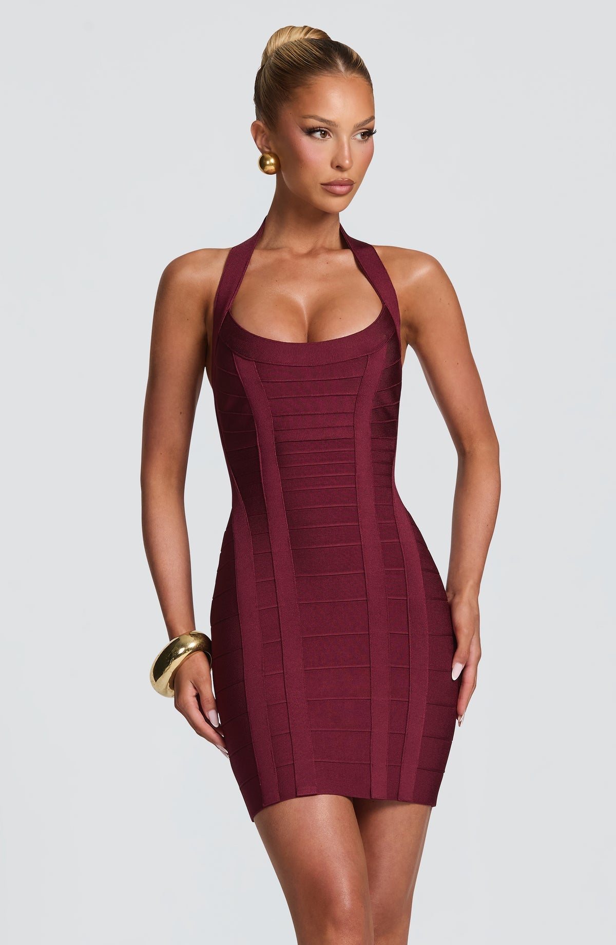 Robe courte Velvette Bandage — Rouge cerise