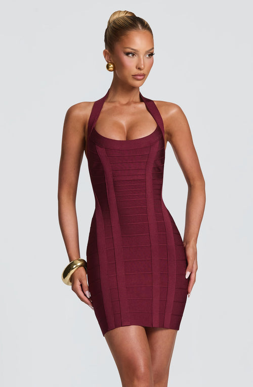 Robe courte Velvette Bandage — Rouge cerise