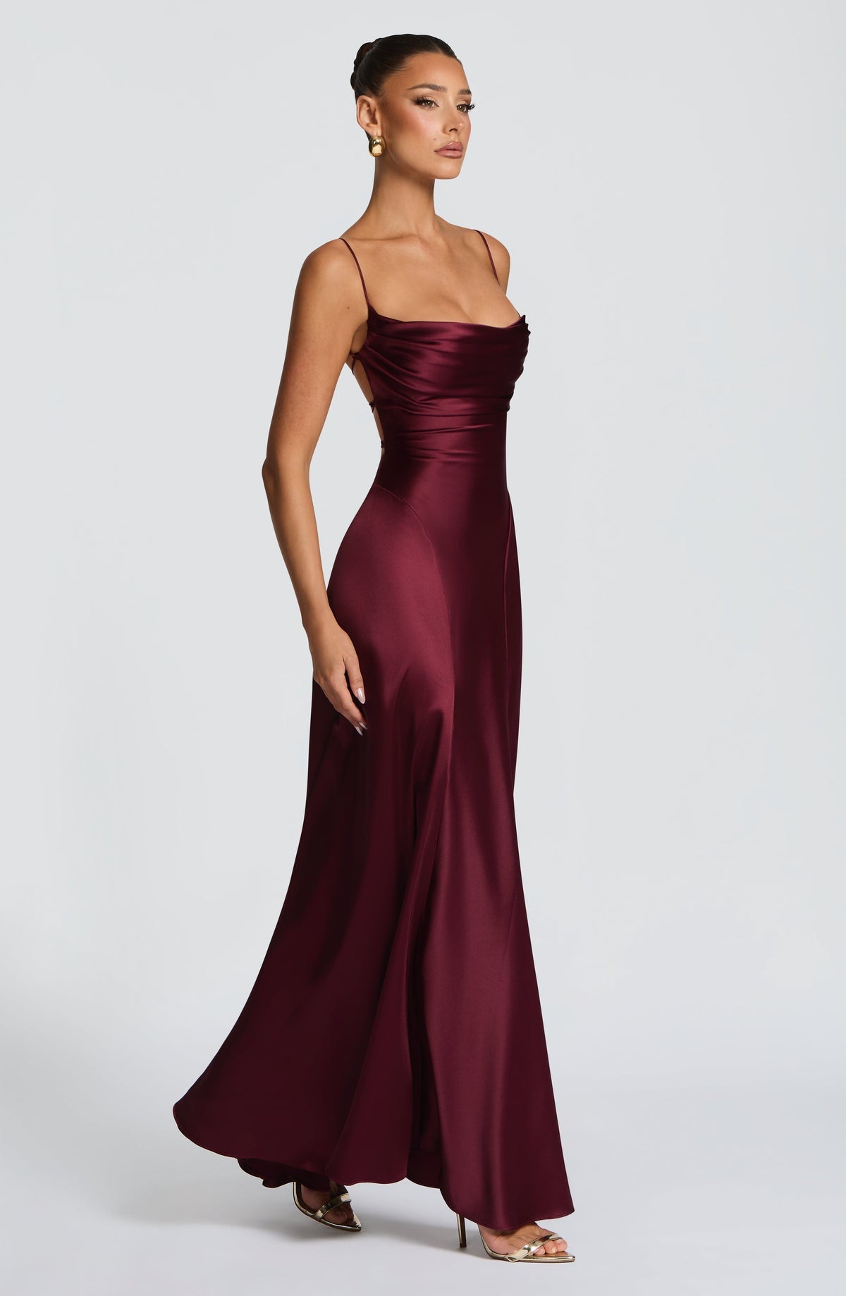 Robe longue Adelina — Rouge cerise — vue 3