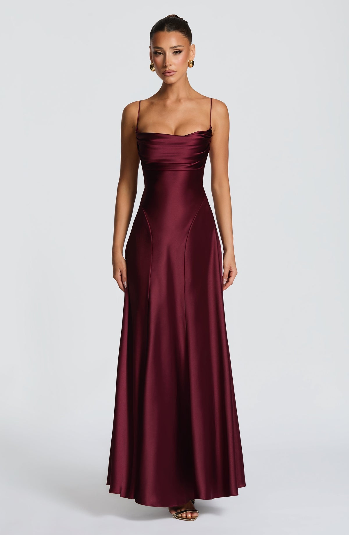 Robe longue Adelina — Rouge cerise — vue 4