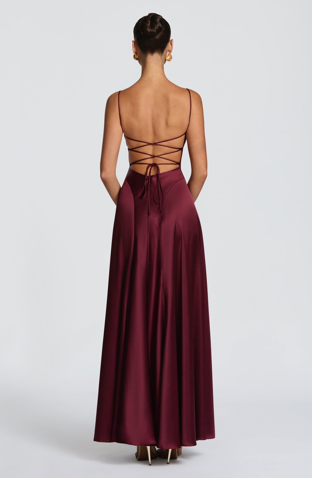 Robe longue Adelina — Rouge cerise — vue 2