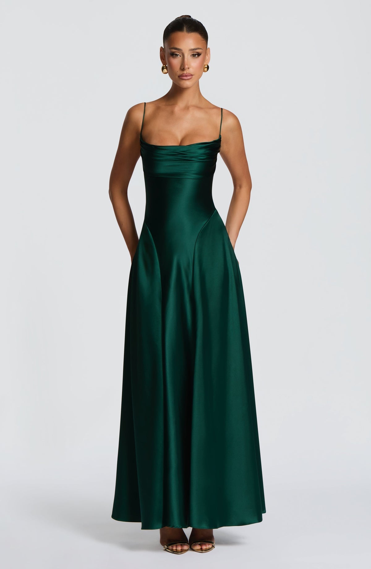 Robe longue Adelina — Émeraude — vue 5