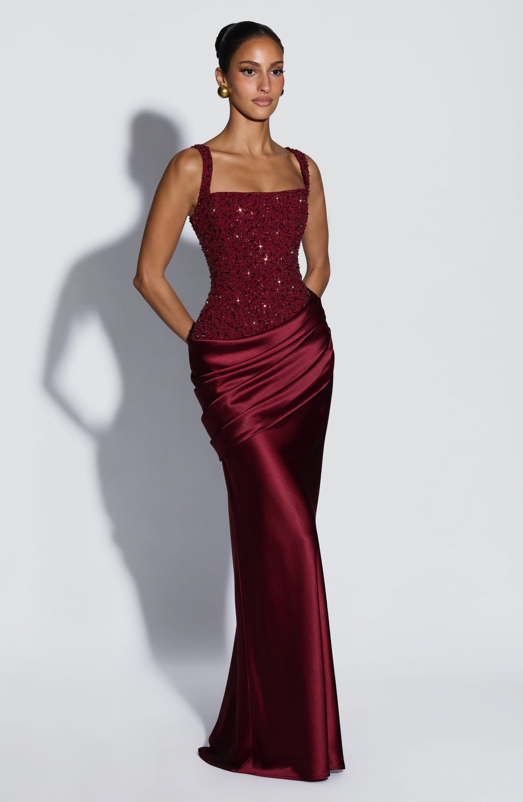 Robe longue Alexandria — Bordeaux — vue 3
