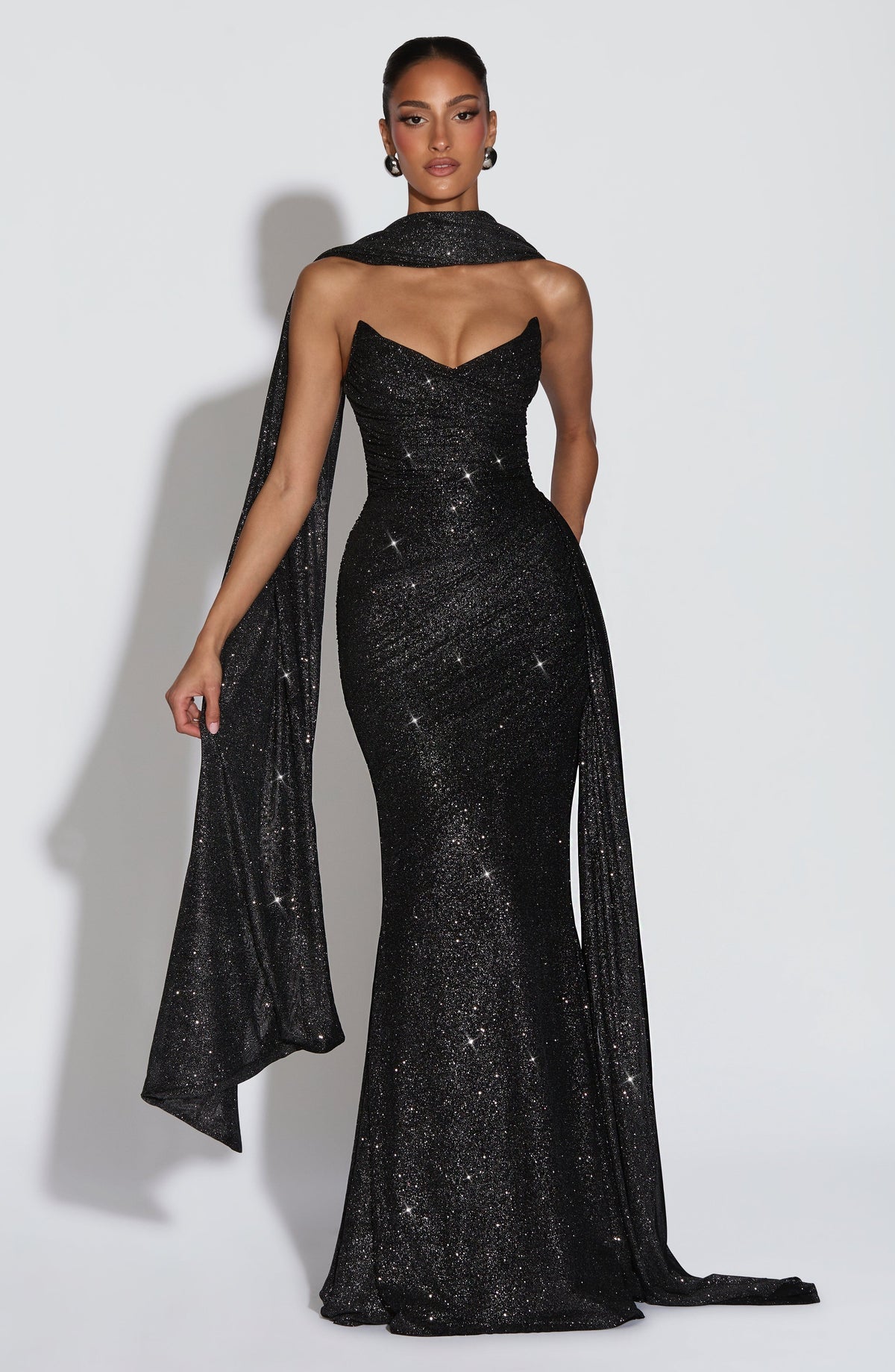 Robe longue Ashika — Noir Sparkle