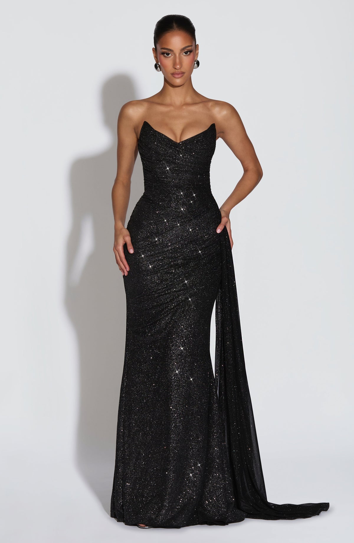 Robe longue Ashika — Noir Sparkle — vue 2