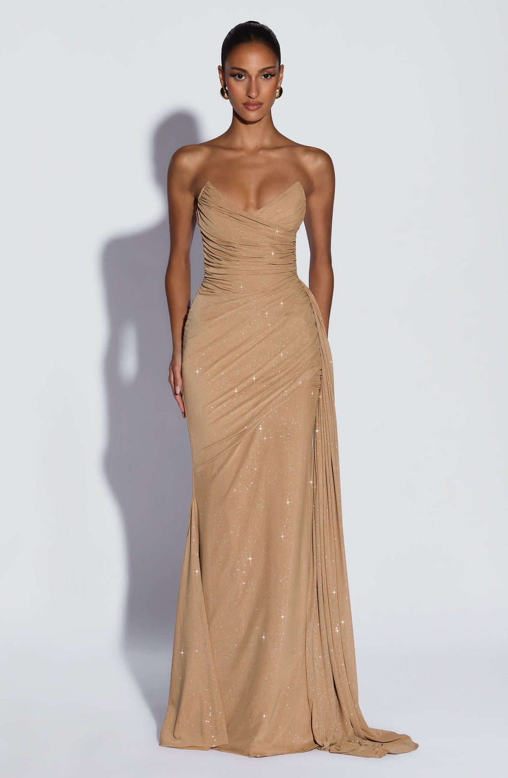 Robe longue Ashika — Doré scintillant — vue 3