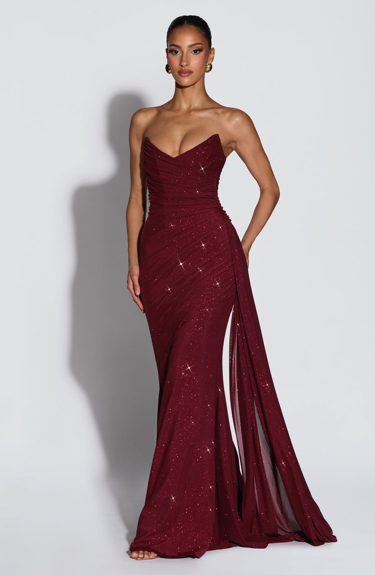 Robe longue Ashika — Lie-de-vin scintillant — vue 2