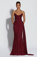 Robe longue Ashika — Lie-de-vin scintillant