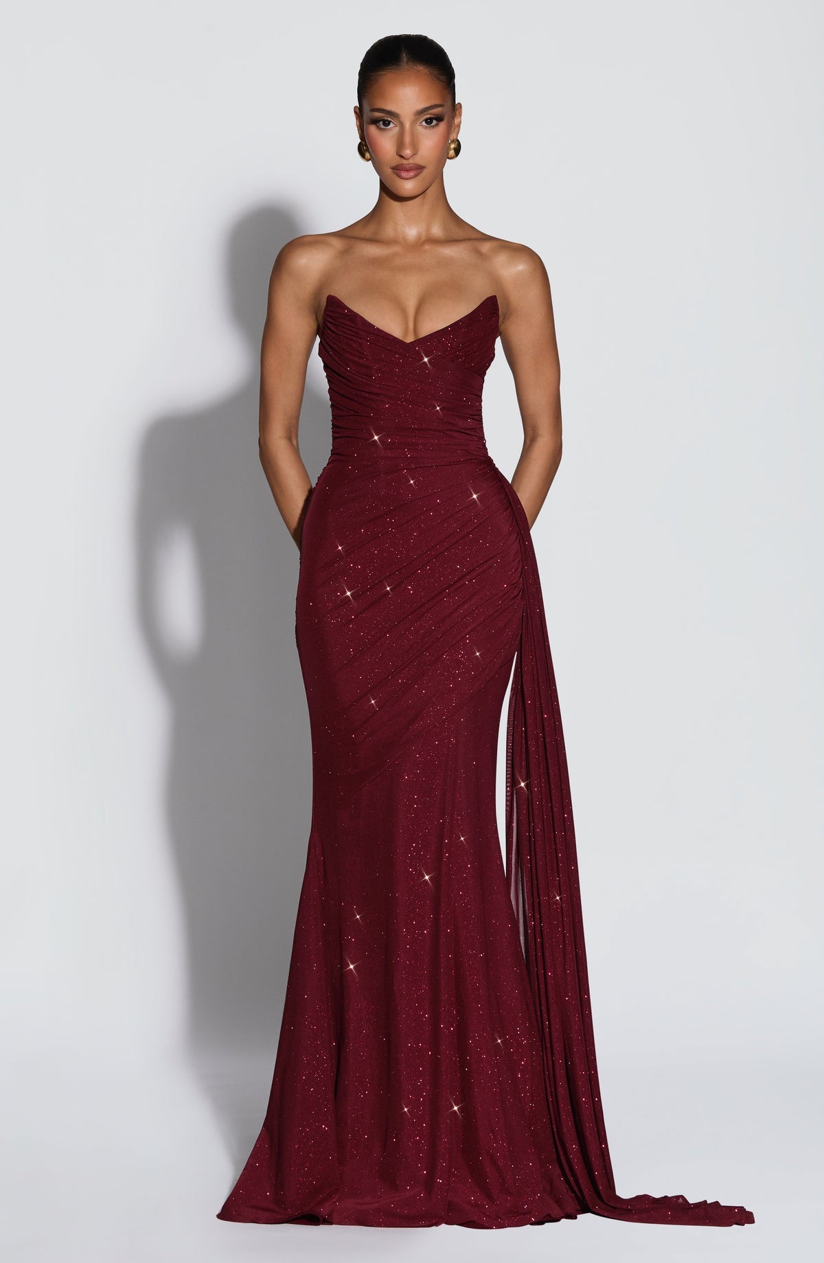 Robe longue Ashika — Lie-de-vin scintillant
