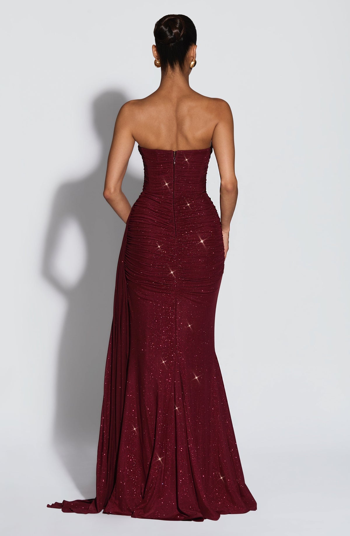 Robe longue Ashika — Lie-de-vin scintillant — vue 3