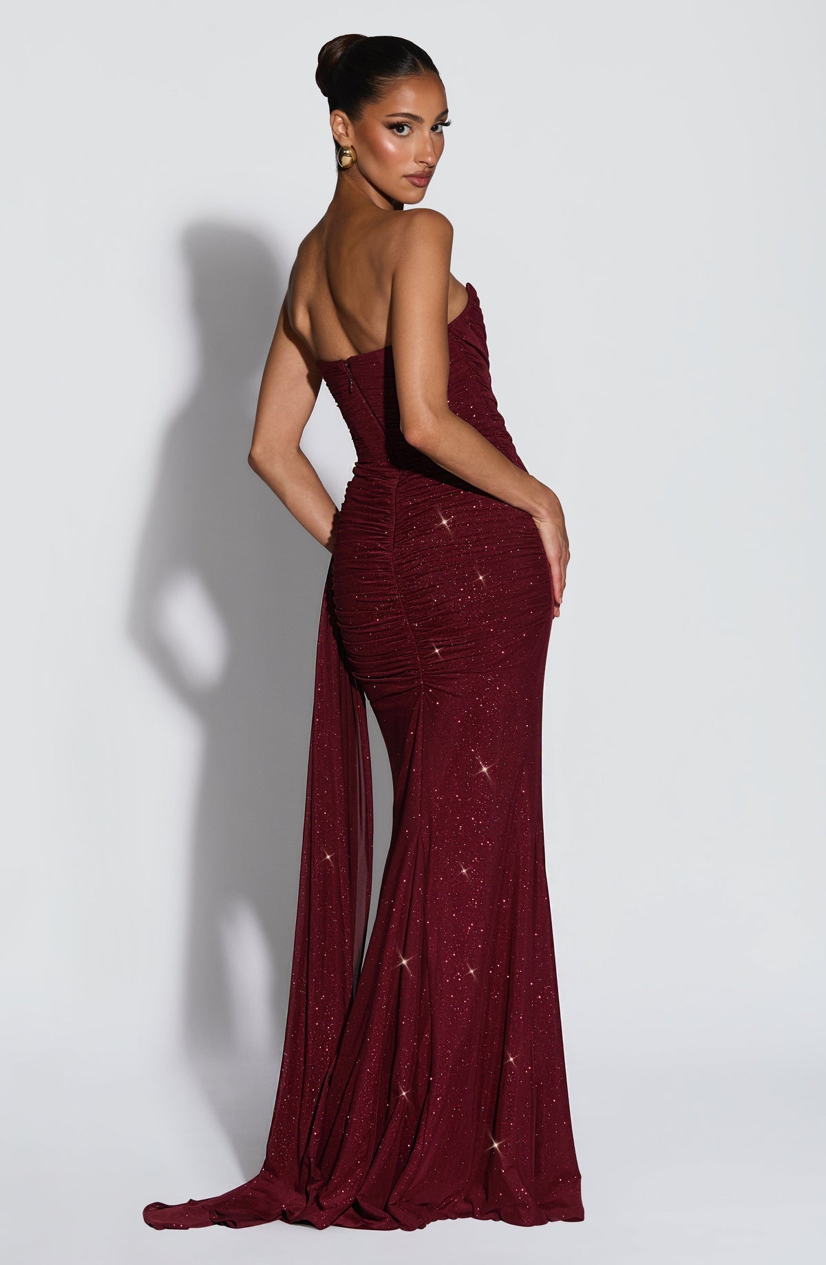 Robe longue Ashika — Lie-de-vin scintillant — vue 4