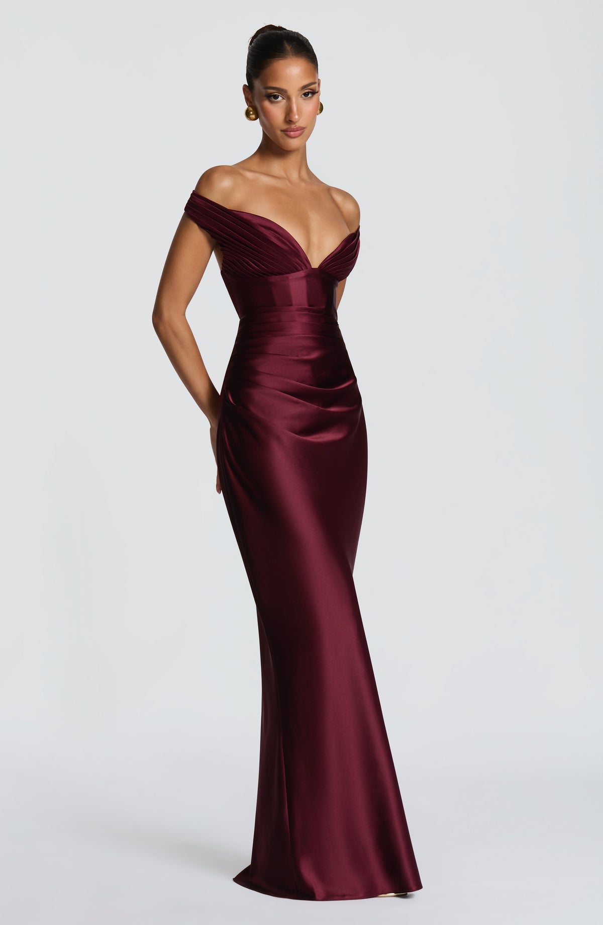 Robe longue Aurelia — Rouge cerise — vue 3