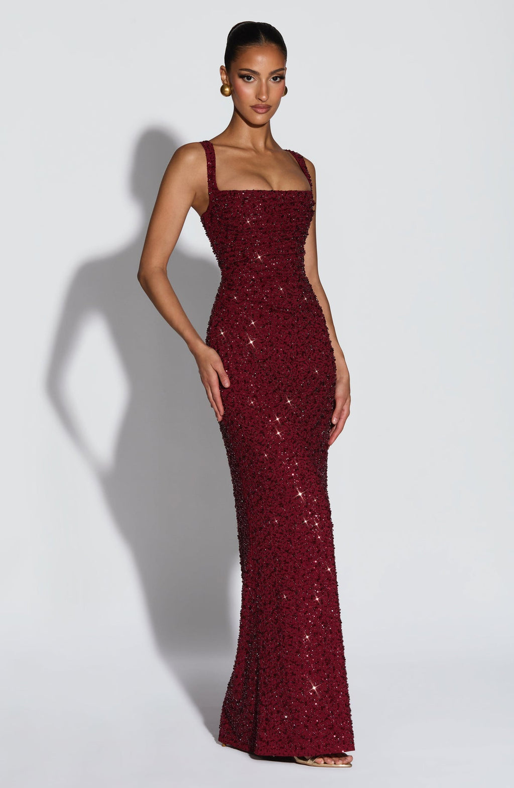 Robe longue Calanthe — Bordeaux scintillant — vue 3