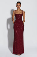 Robe longue Calanthe — Bordeaux scintillant